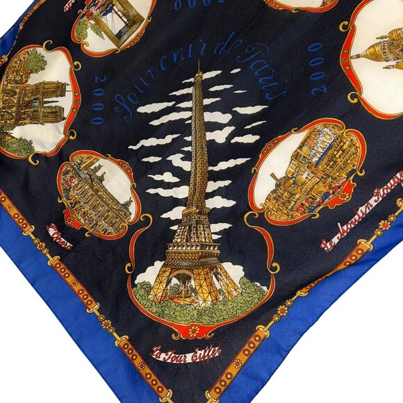 French Paris France vintage Travel adventure print large scarf shawl wrap - Picture 3 of 5